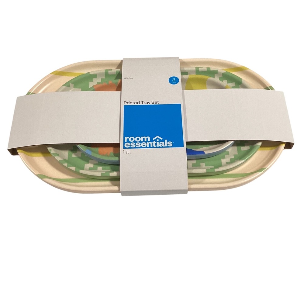 Room Essentials Printed Tray Set 3 Piece Geometric Pattern BPA Free